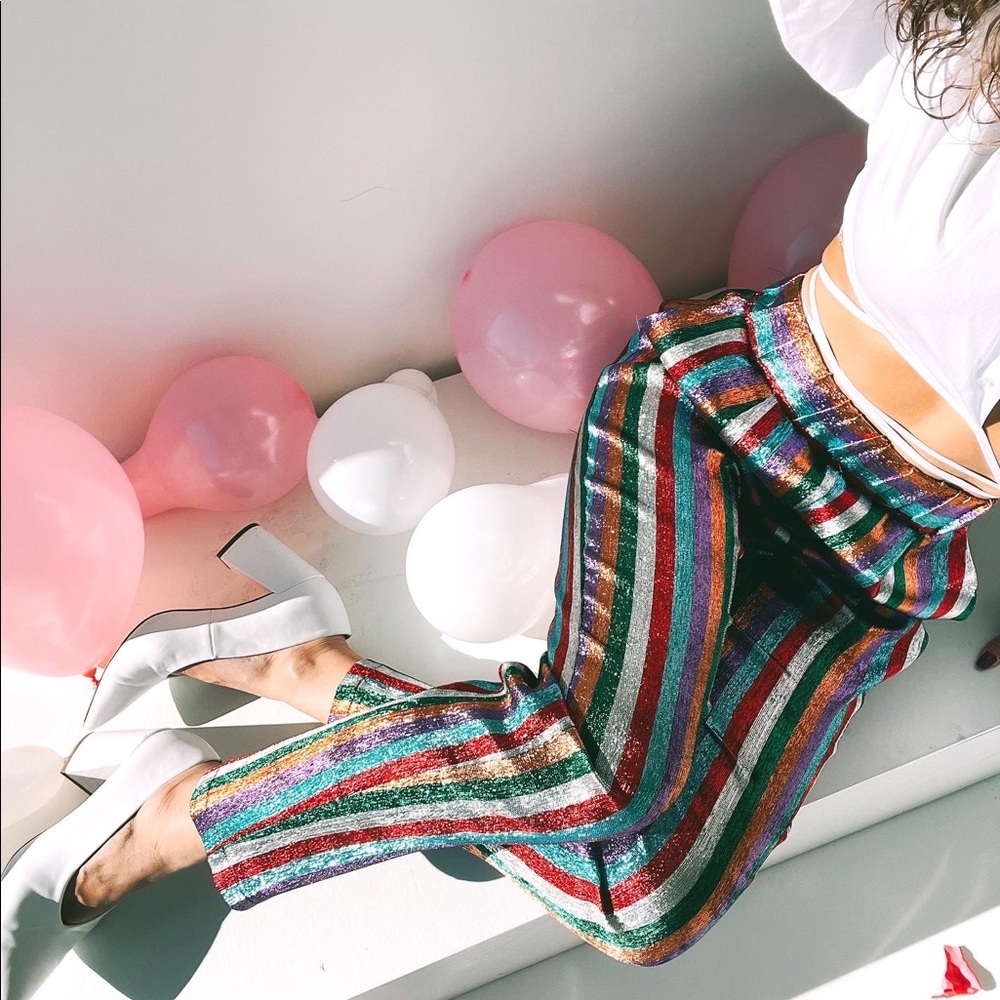 NONchalant The Label Rainbow Striped Pants